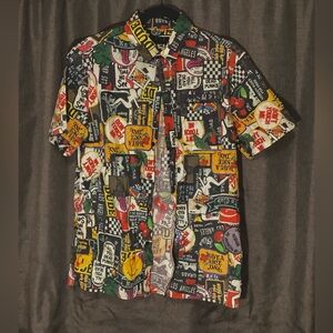 KR3W brand rare funny patchwork short sleeve button up